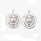Brass Pendants, Nickel Free, with Jump Ring, Flat Round with Lion Hand, Platinum, 22x20x6.5mm, Jump Ring: 5x1mm, 3mm inner diameter