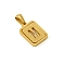 Stainless Steel Pendants, Real 18K Gold Plated, Rectangle, Letter M, 15x12mm
