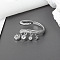 Brass Micro Pave Clear Cubic Zirconia Cuff Rings, Charms Ring, Platinum, Inner Diameter: Adjustable