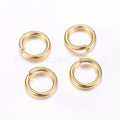 304 Stainless Steel Open Jump Rings, Round, Real 24K Gold Plated, 7x1.2mm, 17 Gauge, Inner Diameter: 5mm