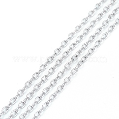 Tarnish Resistant 201 Stainless Steel Cable Chains, for DIY Jewelry Making, Unwelded, with Spool, Oval, Stainless Steel Color, 3x2x0.5mm, about 32.8 Feet(10m)/roll