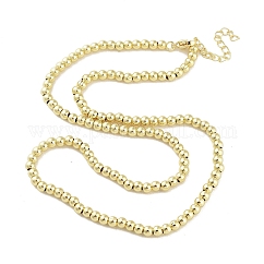 Brass Beaded Necklaces, Long-Lasting Plated, Cadmium Free & Lead Free, Real 18K Gold Plated, 17.72 inch(45cm), Beads: 4mm