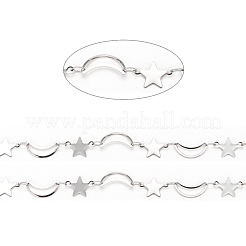 Tarnish Resistant 304 Stainless Steel Moon & Star Link Chains&nbsp;CHS-F015-03P
