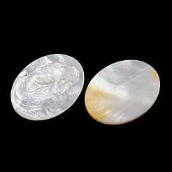 Natural White Shell Carved Cabochons&nbsp;SHEL-G024-02C