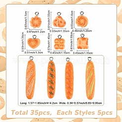 35Pcs 7 Styles Simulated Bread Resin Pendants&nbsp;FIND-YW0009-24