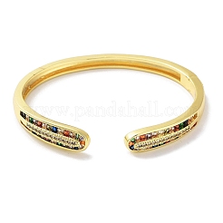 Brass Micro Pave Clear Cubic Zirconia Cuff Bangles&nbsp;BJEW-Z061-23C