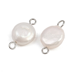 Natural Freshwater Pearl Keshi Pearl Flat Round Connector Charms&nbsp;STAS-D378-19P