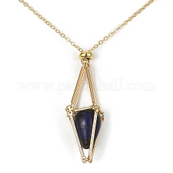 Brass Macrame Pouch Empty Stone Holder for Pendant Necklaces Making&nbsp;NJEW-TA00111-01