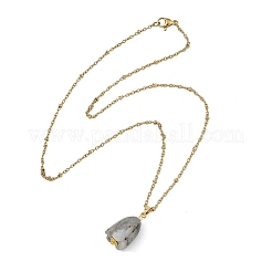 Natural Mixed Stone Flower Pendant 304 Stainless Steel Cable Chain Necklaces&nbsp;NJEW-JN06440