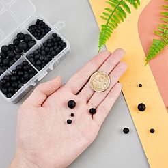 DIY Natural Black Agate Stretch Bracelets Making Kits&nbsp;DIY-NB0004-43