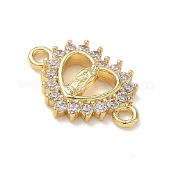 Brass Pave Clear Cubic Zirconia Religion Virgin Heart Links Connector Charms&nbsp;KK-L268-003G
