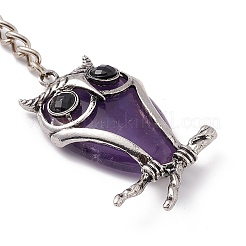 Owl Natural Amethyst Pendant Keychain&nbsp;KEYC-G056-01AS-01