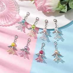 8Pcs 8 Colors Wedding Season Angel Glass Pearl & Acrylic Pendant Decorations&nbsp;HJEW-JM01919