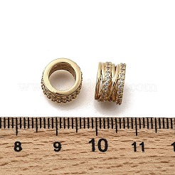 Brass Micro Pave Clear Cubic Zirconia European Beads&nbsp;KK-Z126-22G