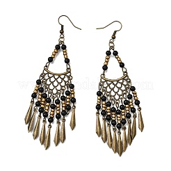 Vintage Bohemian Tassel Alloy & Resin Beaded Chandelier Earrings&nbsp;LS-EJEW-G466-03AB