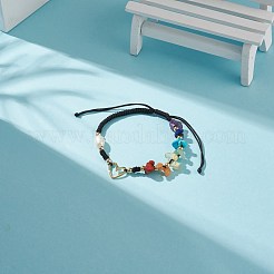 Natural Mixed Stone & Freshwater Pearl Braided Bead Bracelets&nbsp;BJEW-JB08720-04