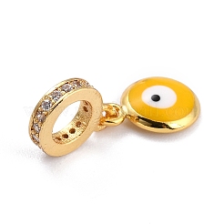 Brass Micro Pave Clear Cubic Zirconia European Dangle Charms&nbsp;ZIRC-L097-049B-G
