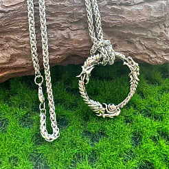Vintage Alloy Viking Dragon Ring Pendant Necklaces for Men&nbsp;WG083D8-01