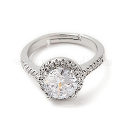 Glass Diamond Adjustable Rings with Cubic Zirconia&nbsp;RJEW-G288-01P