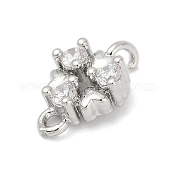 Brass Micro Pave Clear Cubic Zirconia Connector Charms&nbsp;KK-Z094-08P-01