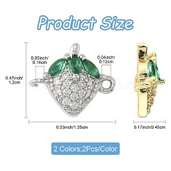4Pcs 2 Colors Brass Pave Cubic Zirconia Fruit Connector Charms&nbsp;KK-FS0001-73B