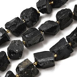 Raw Rough Natural Black Obsidian Beads Strands&nbsp;G-Z087-B06