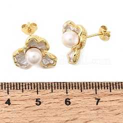 Brass Enamel Stud Earrings&nbsp;KK-CBAB173-02D-G