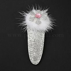 Christmas Snowflake Glitter Gretel Fabric with PU leather Snap Hair Clips&nbsp;PHAR-G006-06P