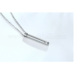 Clear Cubic Zirconia Column Urn Ashes Pendant Necklace&nbsp;BOTT-PW0002-001P