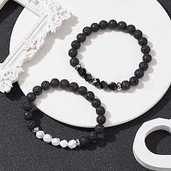 2Pcs 2 Style Natural Mixed Stone Beaded Stretch Bracelets&nbsp;BJEW-JB09773