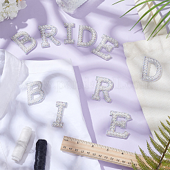 Rhinestone with Plastic Pearl Cloth Embroidery Sew on Appliques&nbsp;PATC-WH0008-142D