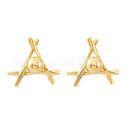 Triangle with Round Brass Stud Earrings&nbsp;EJEW-R025-06G
