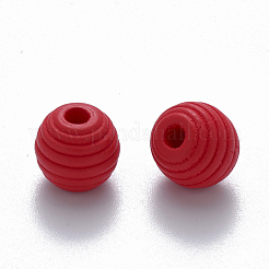 Painted Natural Wood Beehive Beads&nbsp;WOOD-Q040-019B-A07