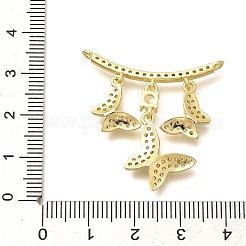Brass Micro Pave Clear Cubic Zirconia Butterfly Connector Charms&nbsp;KK-M309-24G