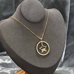 Brass Micro Pave Clear Cubic Zirconia Ring Pendant Necklaces&nbsp;LS-NJEW-P322-A01-G