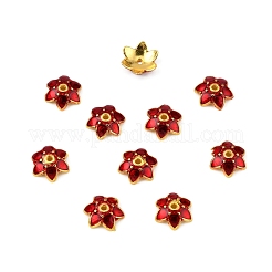 6-Petal Alloy Enamel Bead Caps&nbsp;ENAM-WH0063-04A