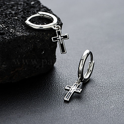 304 Stainless Steel Enamel Hoop Dangle Earrings for Men&nbsp;WGB7547-01