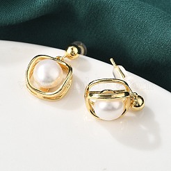 Brass Dangle Stud Earrings&nbsp;EJEW-P302-02G