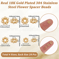 80Pcs 4 Styles 304 Stainless Steel Spacer Beads&nbsp;STAS-BBC0008-28G
