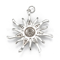 Brass Micro Pave Clear Cubic Zirconia Pendants&nbsp;ZIRC-P086-31P