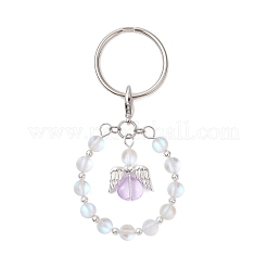 Alloy & Glass & Synthetic Moonstone Keychain&nbsp;KEYC-JKC01030