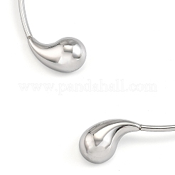 304 Stainless Steel Teardrop Open Cuff Choker Necklaces for Women&nbsp;NJEW-R003-01P-01