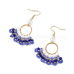 Glass Braided Beads Dangle Earrings&nbsp;EJEW-MZ00747-03