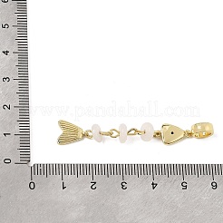 Brass Pave Cubic Zirconia Clear Cubic Zirconia & Natural White Jade & Enamel European Dangle Charms&nbsp;GG-CBA3401-01G-A05