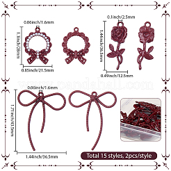 30Pcs 15 Styles Spray Painted Alloy Pendants&nbsp;FIND-SC0019-93
