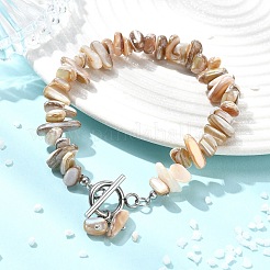 Nuggets Natural Freshwater Shell Charm Bracelets&nbsp;BJEW-JB14016