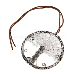 Brass & Natural Quartz Crystal Chips Pendant Decorations&nbsp;HJEW-Z007-05R-10