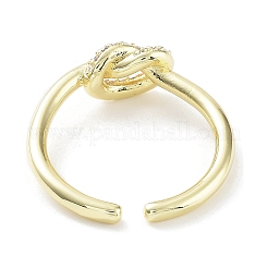 Knot Rack Plating Brass Micro Pave Clear Cubic Zirconia Open Rings&nbsp;RJEW-D020-10G