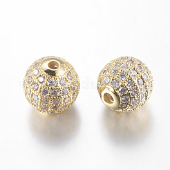 Brass Cubic Zirconia Beads&nbsp;ZIRC-F001-15G