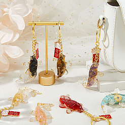 7Pcs Resin with Natural & Synthetic Gemstone & Lampwork Inside Keychain&nbsp;KEYC-FH00095